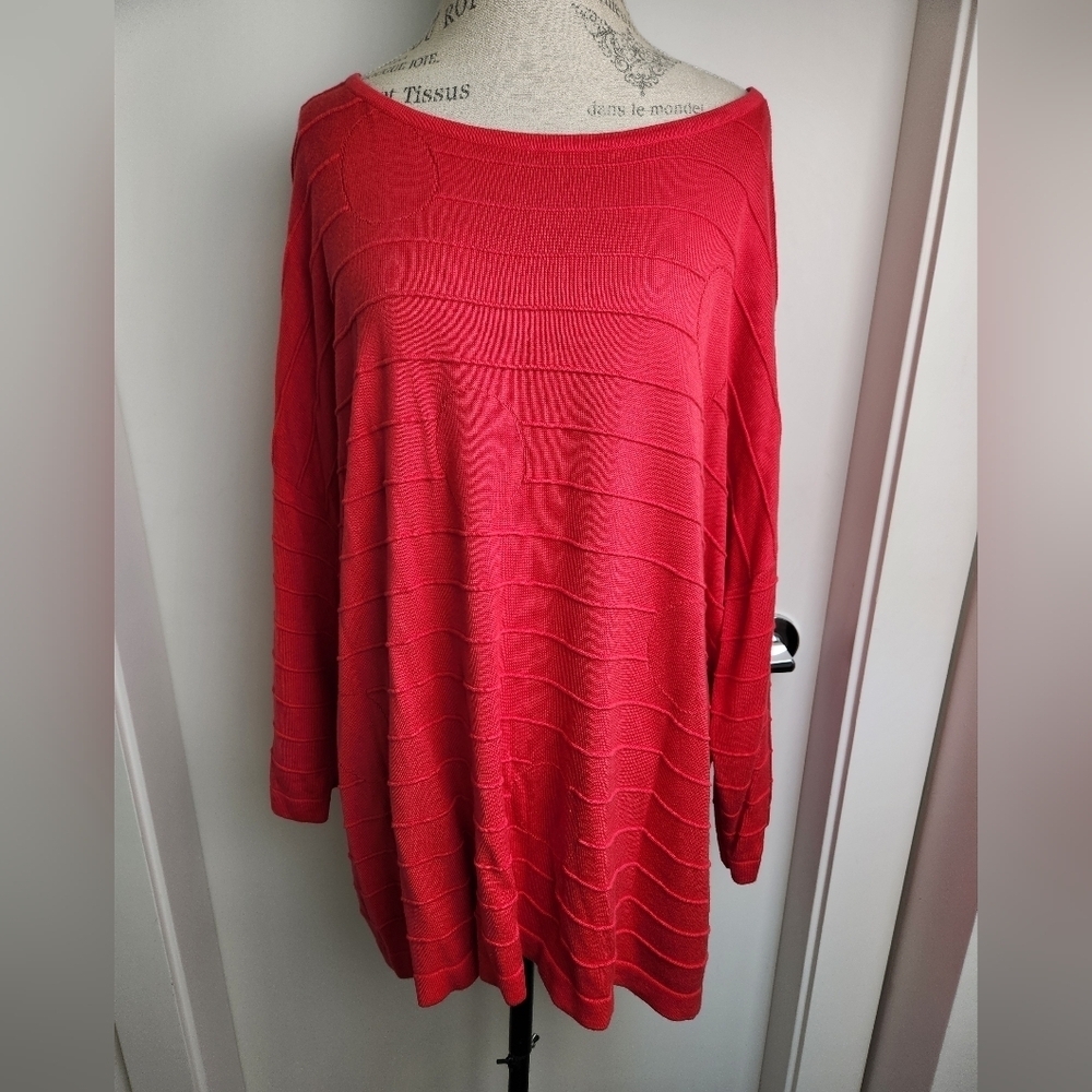 Geometric Knit Red Sweater Top